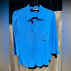 L'agence Womens Button Up Blouse Top Size M Blue